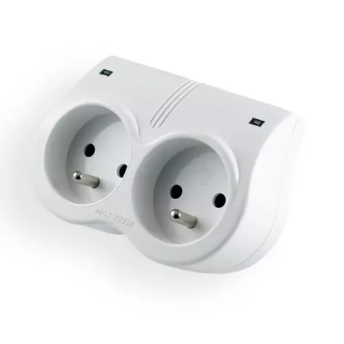 Rozgałęźnik przeciwprzepięciowy 2-gniazda z/u /+ diody | R-20F 1