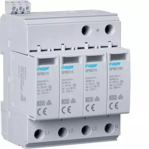 Ogranicznik przepięć warystorowy C Typ T2 4P sieć TN-S/TT In=20kA | SPB415 1