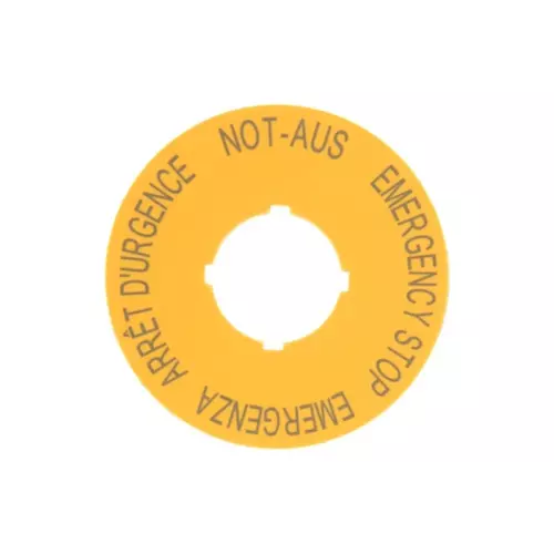 Tabliczka opisowa żółta okrągła fi60 EMERGENCY STOP M22-XBK1 | 216483 1