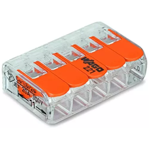 Szybkozłączka 5x0,2-4mm2 transparentna pomarańczowa 8szt/ | 221-415/995-008 1