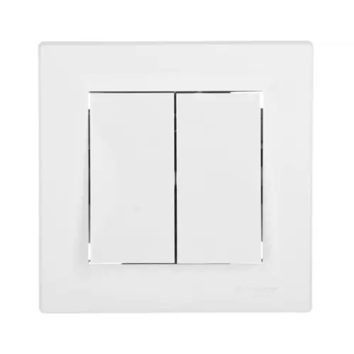 Przycisk podwójny zaciski śrubowe biały z ramką | Schneider | EPH1100321 1