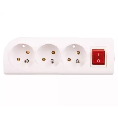 Rozgałęźnik do przedłużacza z wyłącznikiem 3-gniazda z/u biały | GN-30W 1